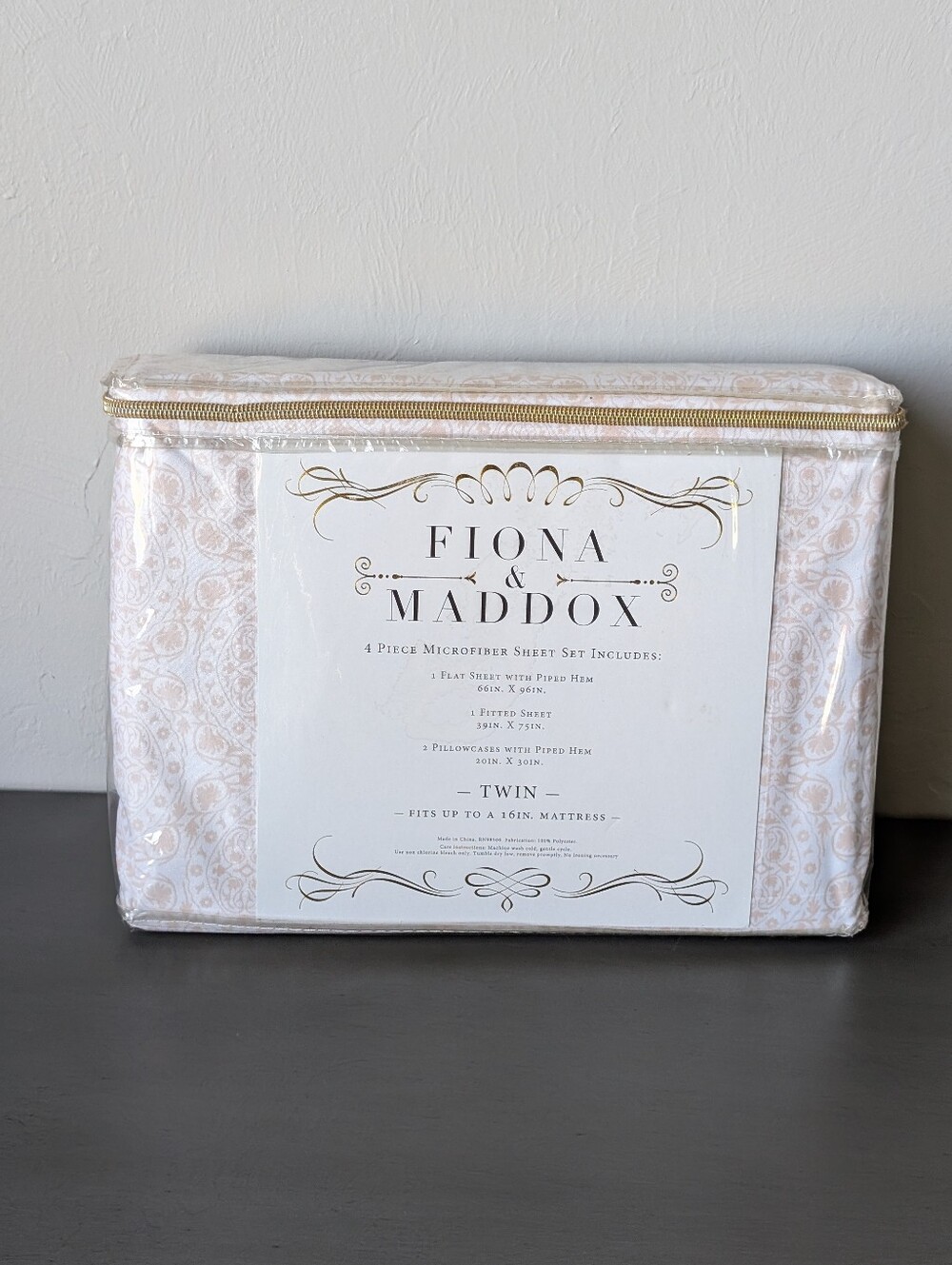 Fiona & Maddox Twin Microfiber Sheet Set Brown White